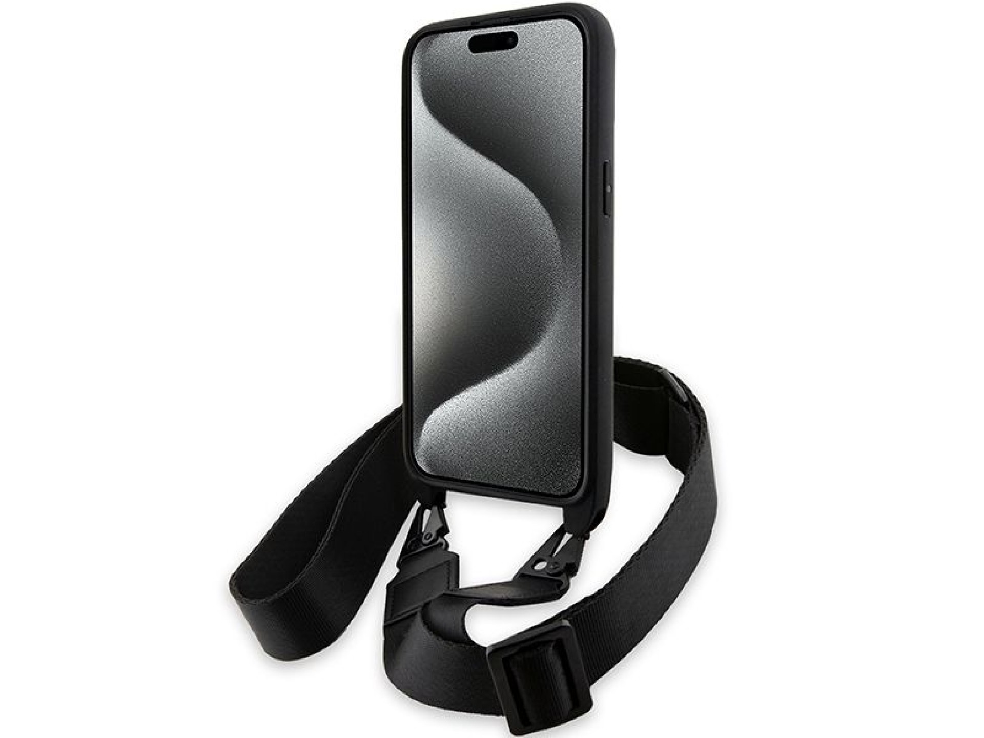 BMW M Edition Carbon Tricolor Lines & Strap case for iPhone 15 Pro Max - black