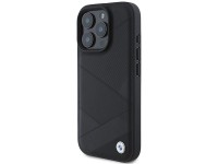 BMW Signature Leather Crossing Lines Pattern iPhone 16 Pro Case - Black BMW Signature Leather Crossing Lines Pattern iPhone 16 Pro Case - Black