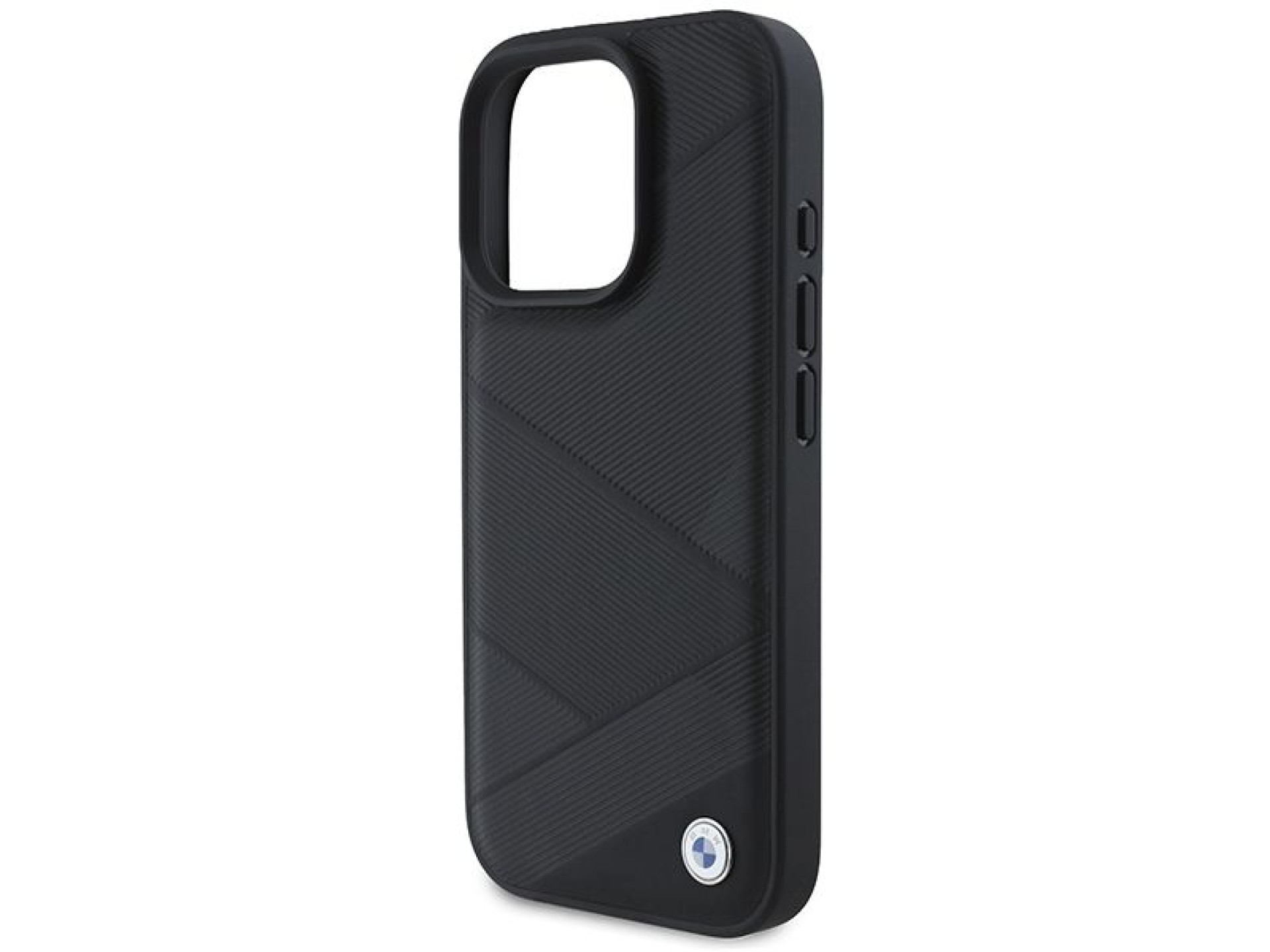 BMW Signature Leather Crossing Lines Pattern iPhone 16 Pro Case - Black