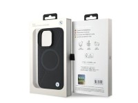 Funda BMW Signature de cuero con textura parcial y diseño circular MagSafe para iPhone 16 Pro - negr Funda BMW Signature de cuero con textura parcial y diseño circular MagSafe para iPhone 16 Pro - negr