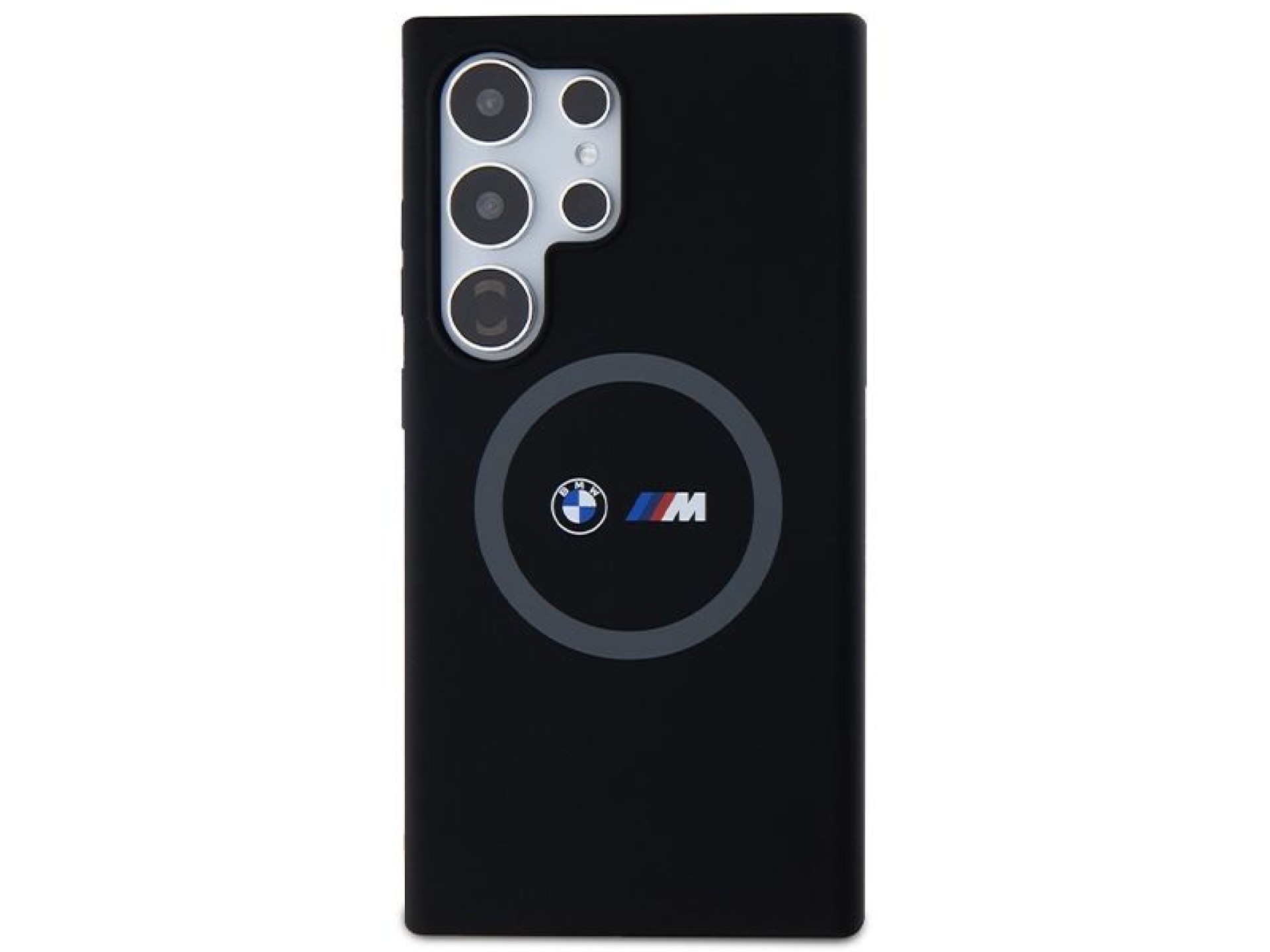 Funda de silicona con anillo estampado BMW M MagSafe para Samsung Galaxy S24 Ultra - negra
