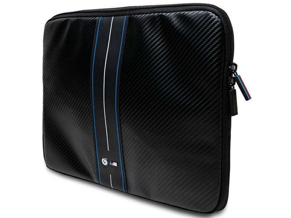 BMW Carbon & Blue Stripe sleeve for a 16" laptop - black