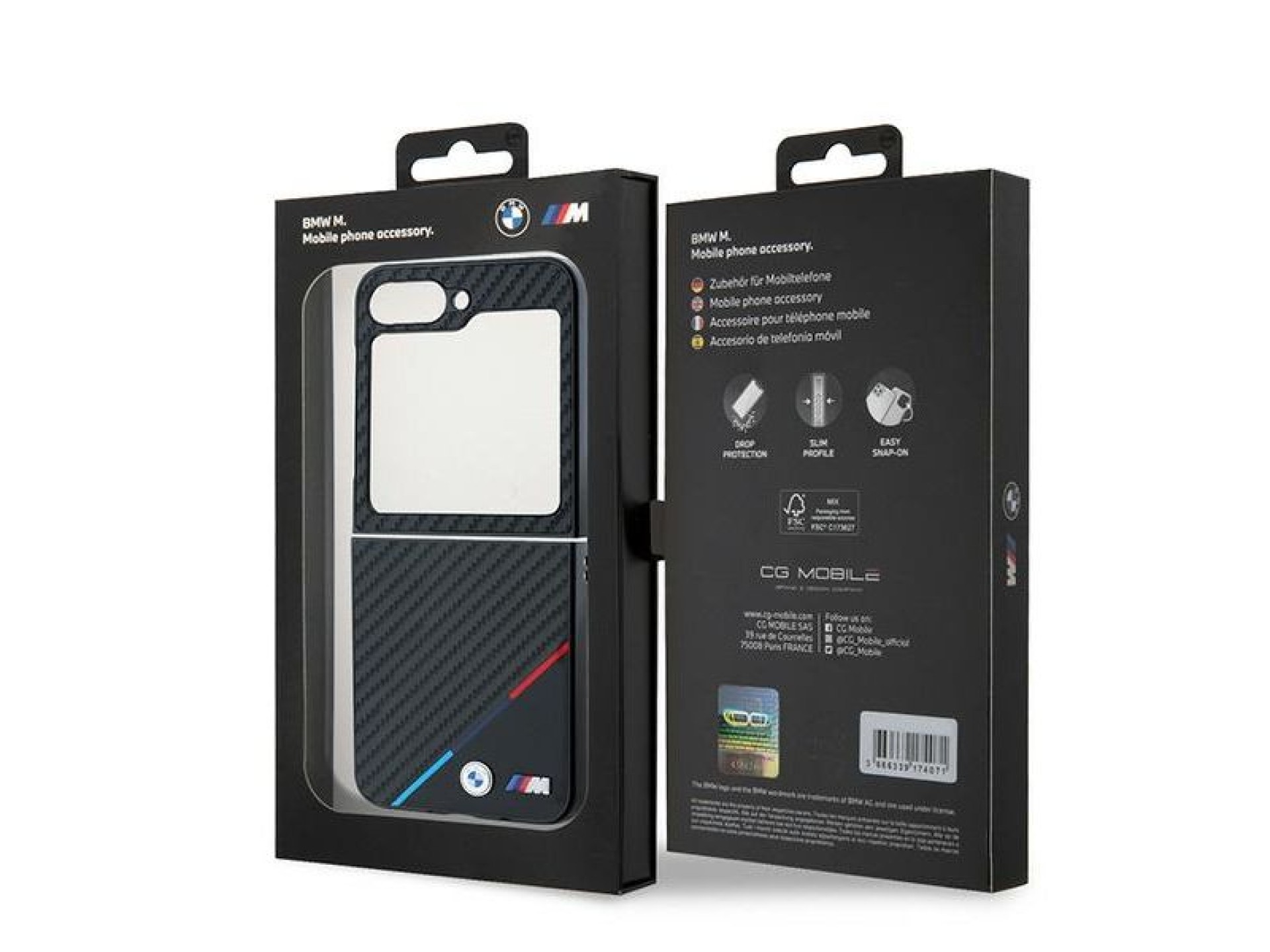 BMW Carbon Tricolor Case for Samsung Galaxy Z Flip 6 - Black