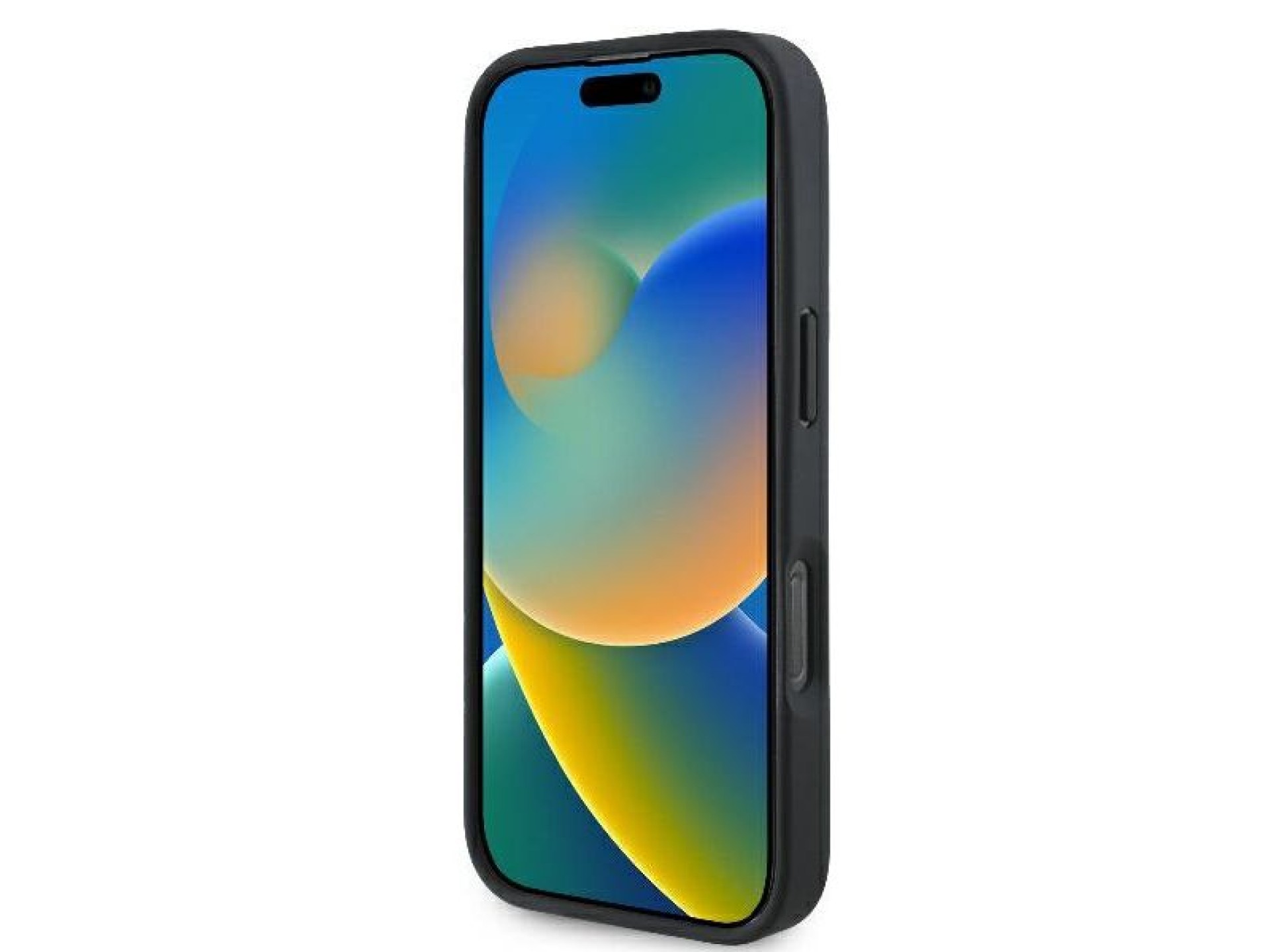 Funda BMW Signature de cuero con textura parcial y diseño circular MagSafe para iPhone 16 Pro - negr