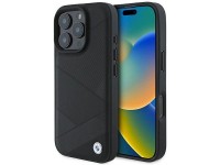 BMW Signature Leather Crossing Lines Pattern iPhone 16 Pro Case - Black BMW Signature Leather Crossing Lines Pattern iPhone 16 Pro Case - Black