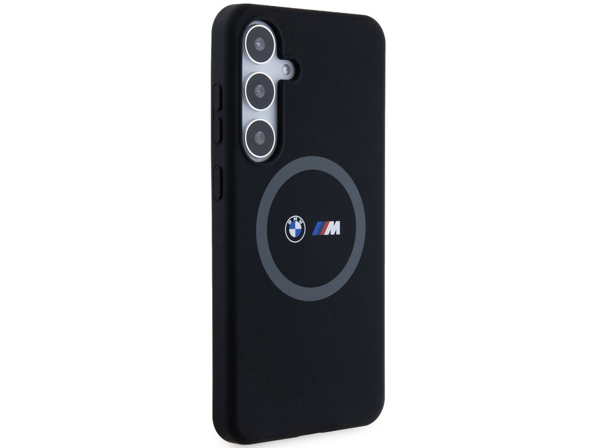 Capa MagSafe BMW M Silicone com Anel Impresso para Samsung Galaxy S24+ - preta