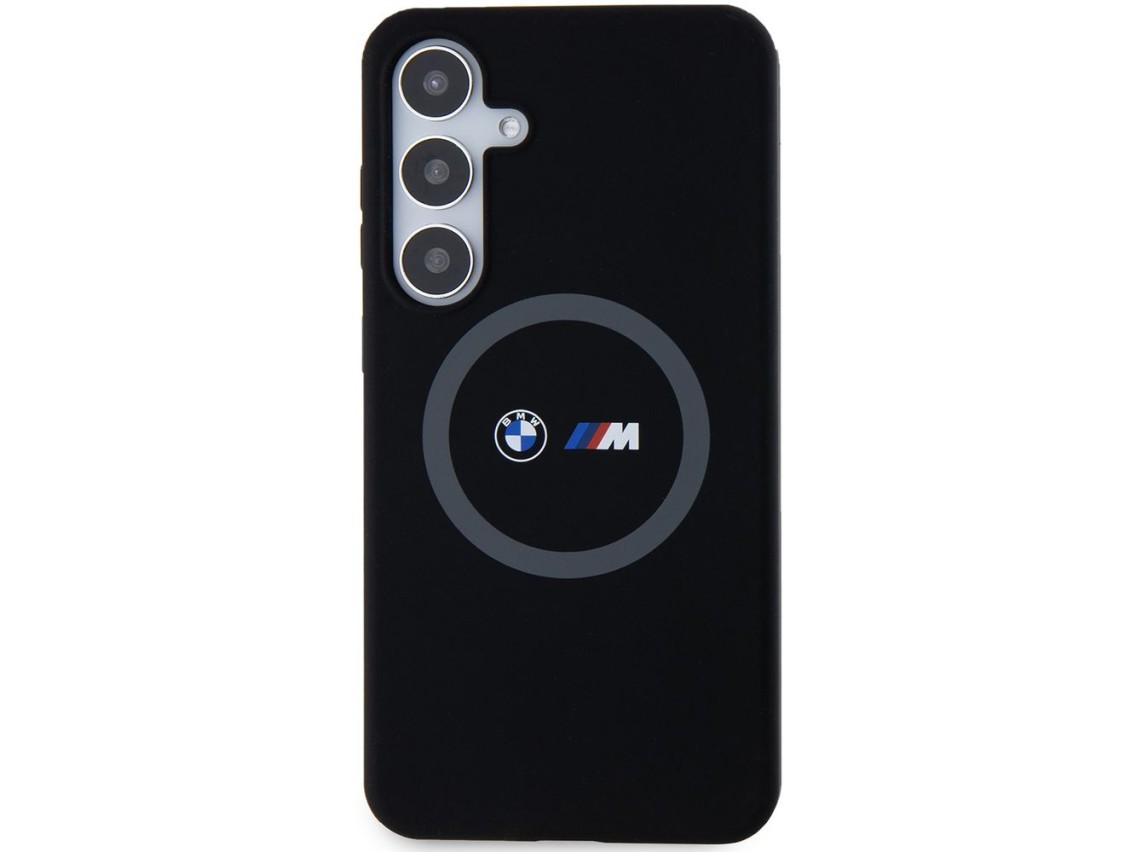 Capa MagSafe BMW M Silicone com Anel Impresso para Samsung Galaxy S24+ - preta