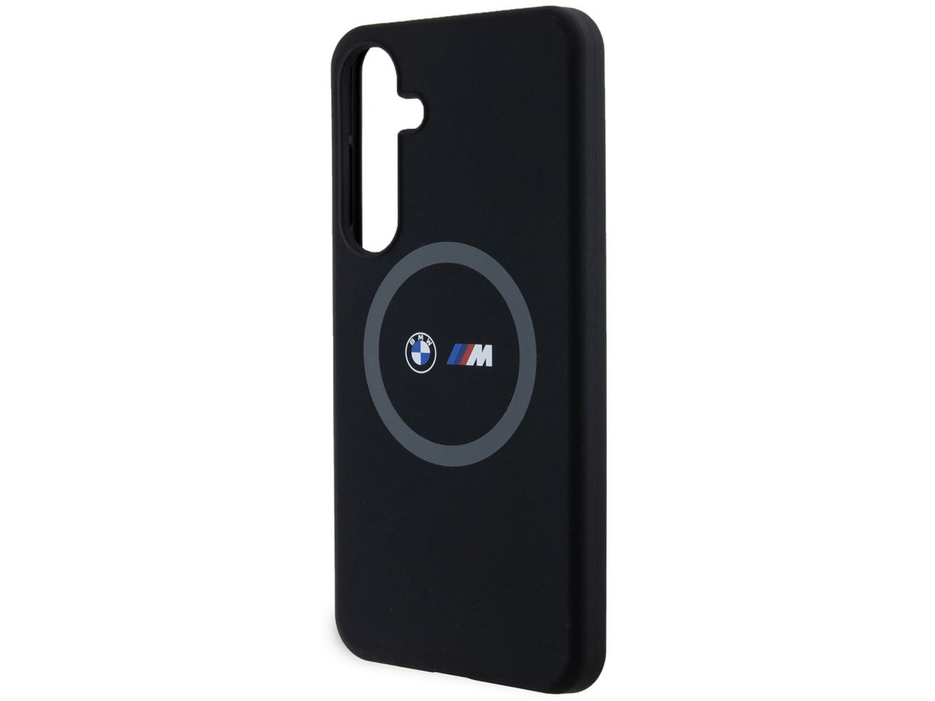 Capa MagSafe BMW M Silicone com Anel Impresso para Samsung Galaxy S24+ - preta