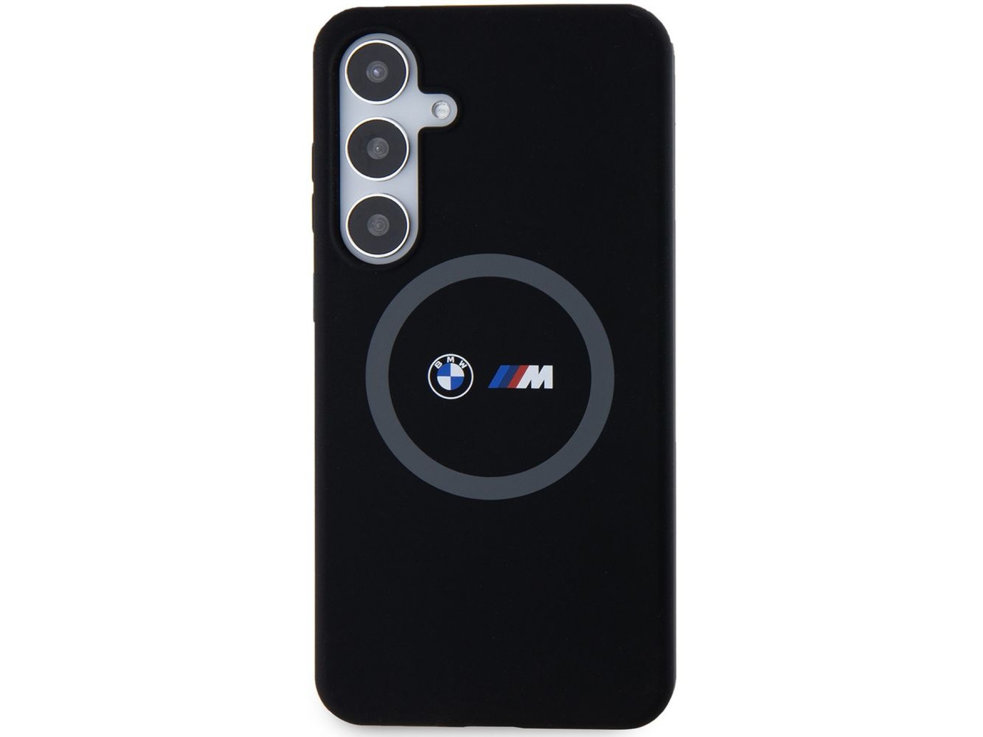 Capa MagSafe BMW M Silicone com Anel Impresso para Samsung Galaxy S24+ - preta