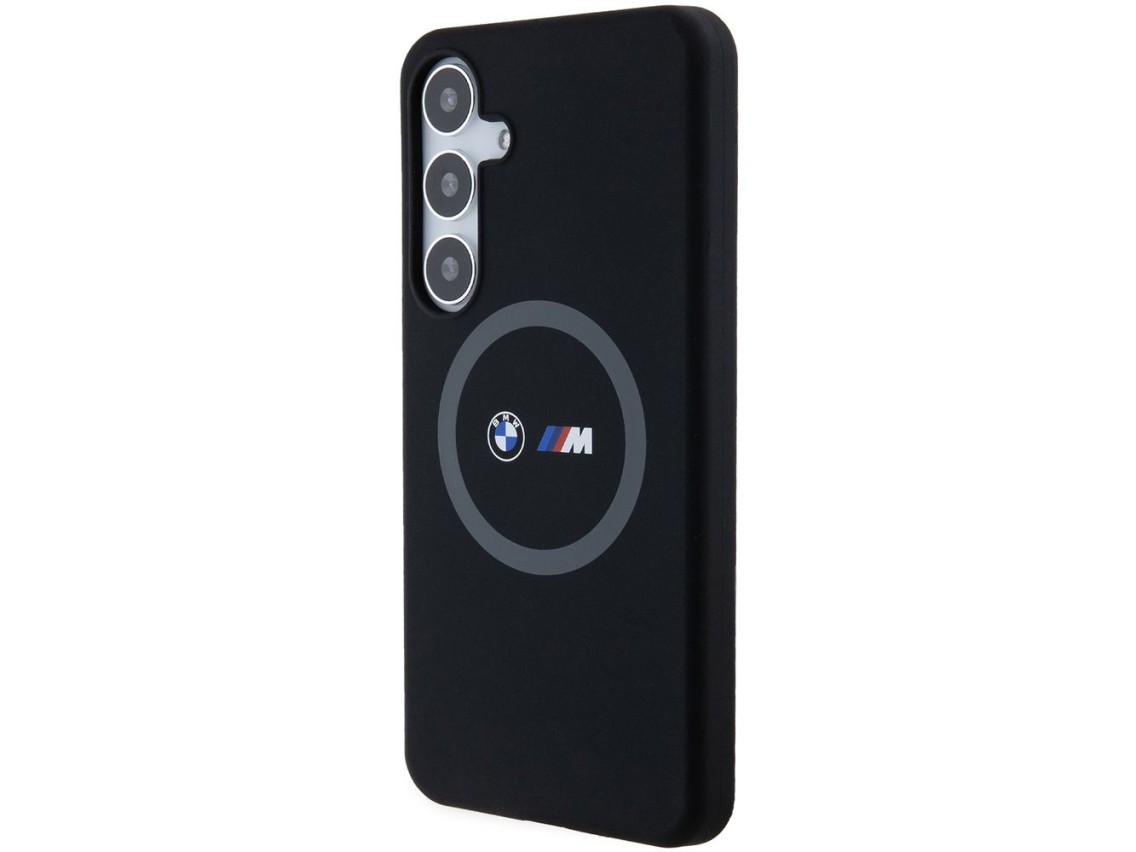 Capa MagSafe BMW M Silicone com Anel Impresso para Samsung Galaxy S24+ - preta