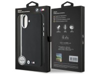 Funda BMW M Smooth Full Wrapped Metal MagSafe para iPhone 16 Plus - Negra
