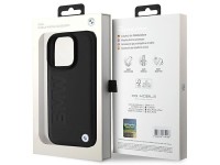 Capa para iPhone 16 Pro em couro com gravação a quente da BMW - Preta Capa para iPhone 16 Pro em couro com gravação a quente da BMW - Preta
