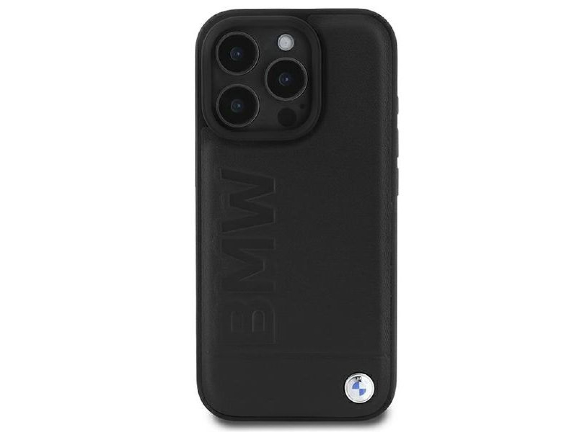 Capa para iPhone 16 Pro em couro com gravação a quente da BMW - Preta