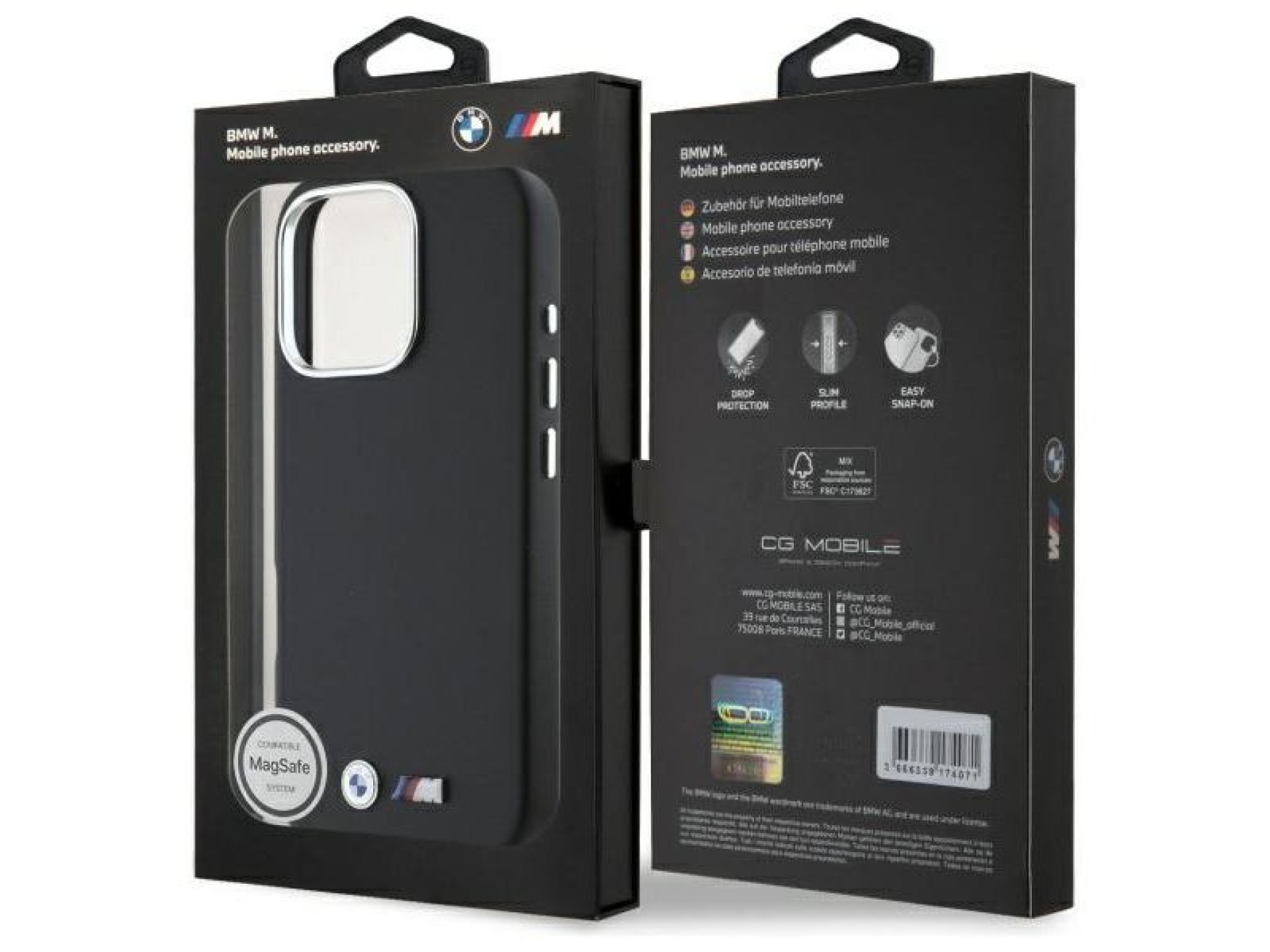 Capa MagSafe BMW M Smooth Full Wrapped Metal para iPhone 16 Pro Max - Preta