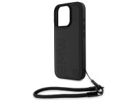 BMW Signature Leather Wordmark Cord Case for iPhone 16 Pro - Black BMW Signature Leather Wordmark Cord Case for iPhone 16 Pro - Black