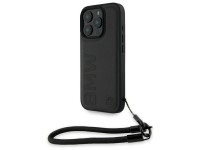 BMW Signature Leather Wordmark Cord Case for iPhone 16 Pro - Black BMW Signature Leather Wordmark Cord Case for iPhone 16 Pro - Black