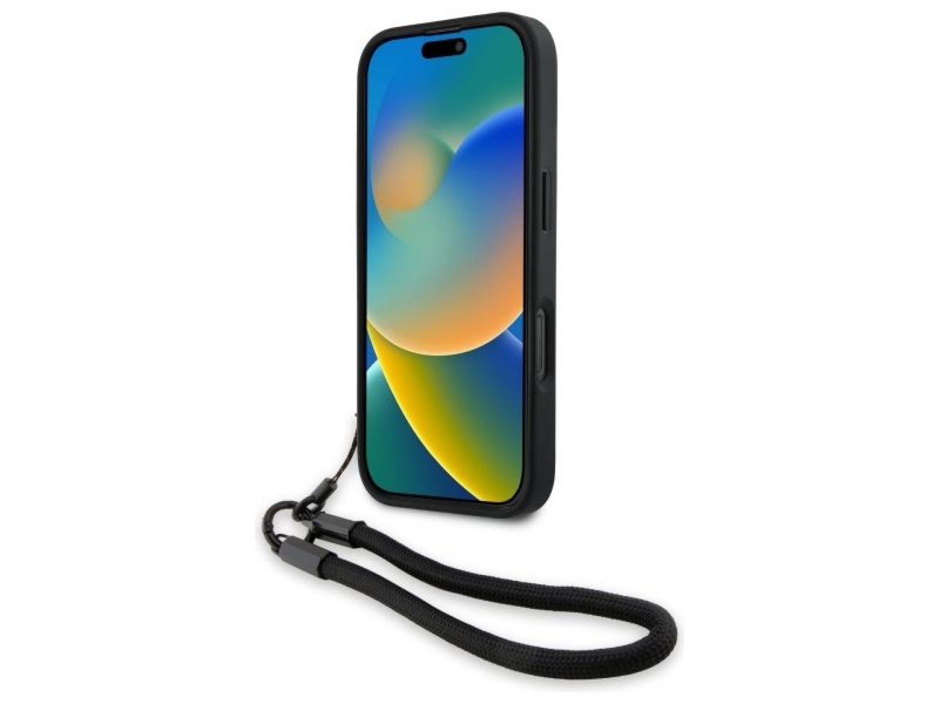 BMW Signature Leather Wordmark Cord Case for iPhone 16 Pro - Black