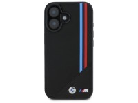 Funda BMW M con dise�o de rayas tricolores y malla para iPhone 16 - negra