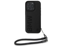 BMW Signature Leather Wordmark Cord Case for iPhone 16 Pro - Black BMW Signature Leather Wordmark Cord Case for iPhone 16 Pro - Black
