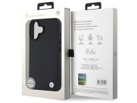 Capa MagSafe para iPhone 16 em couro com logotipo BMW em metal cravejado de diamantes - Preta Capa MagSafe para iPhone 16 em couro com logotipo BMW em metal cravejado de diamantes - Preta