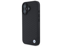 Capa MagSafe para iPhone 16 em couro com logotipo BMW em metal cravejado de diamantes - Preta Capa MagSafe para iPhone 16 em couro com logotipo BMW em metal cravejado de diamantes - Preta