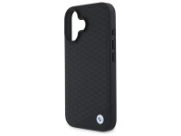 Capa MagSafe para iPhone 16 em couro com logotipo BMW em metal cravejado de diamantes - Preta Capa MagSafe para iPhone 16 em couro com logotipo BMW em metal cravejado de diamantes - Preta