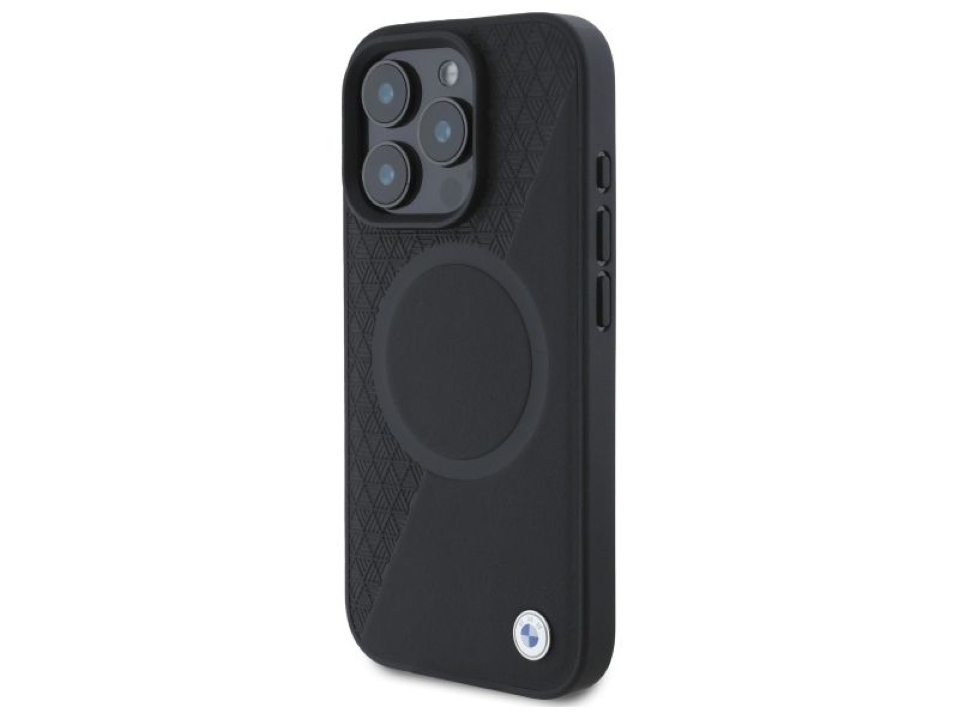 BMW Sign Leather Half Textured And Circle MagSafe case for iPhone 16 Pro Max - black