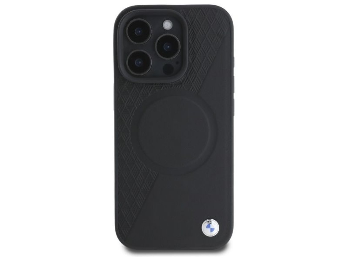 BMW Sign Leather Half Textured And Circle MagSafe case for iPhone 16 Pro Max - black
