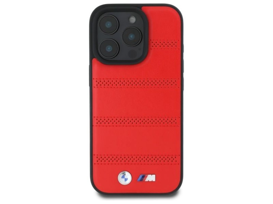 BMW M Perforated And Stitched Line MagSafe case for iPhone 16 Pro Max - red