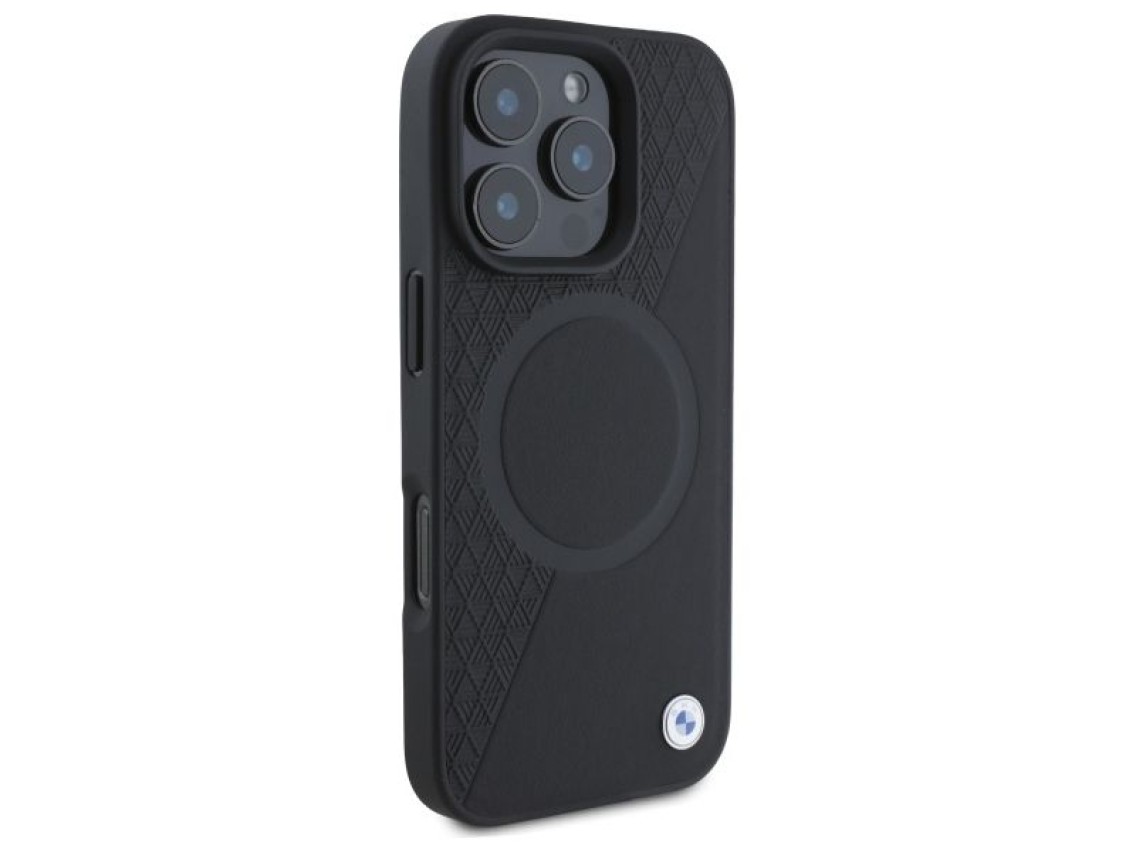 BMW Sign Leather Half Textured And Circle MagSafe case for iPhone 16 Pro Max - black