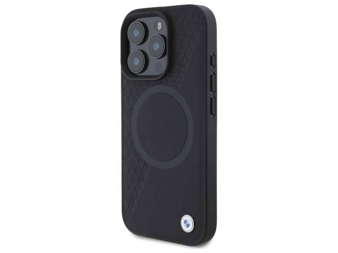 BMW Sign Leather Half Textured And Circle MagSafe case for iPhone 16 Pro Max - black