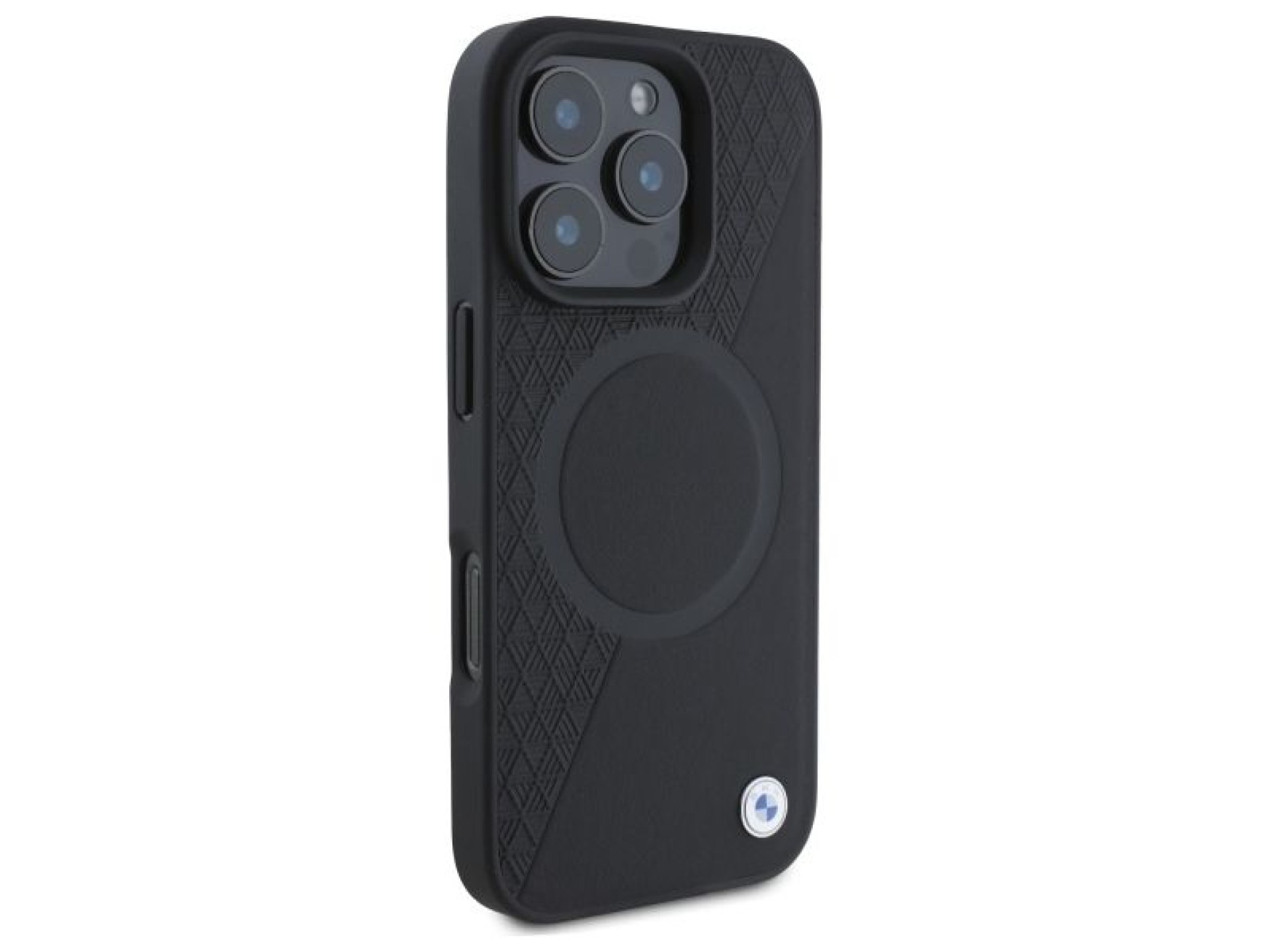 BMW Sign Leather Half Textured And Circle MagSafe case for iPhone 16 Pro Max - black