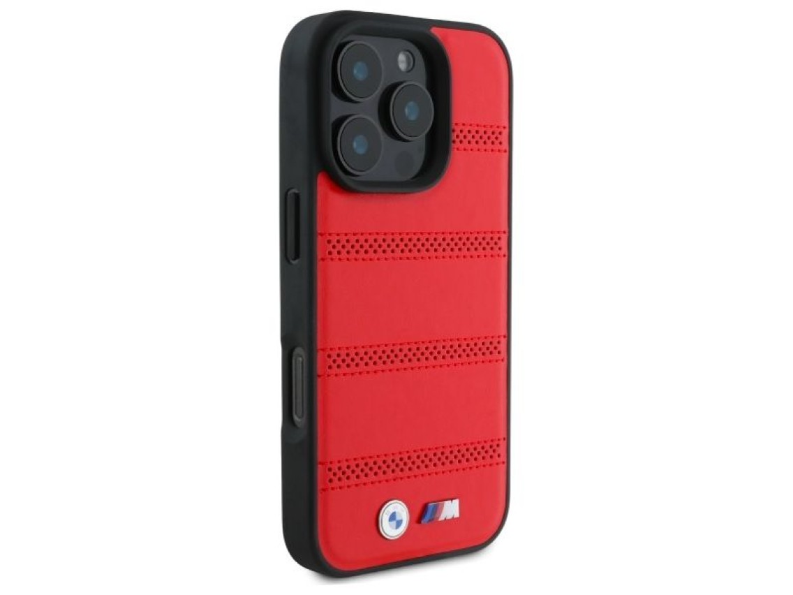 BMW M Perforated And Stitched Line MagSafe case for iPhone 16 Pro Max - red