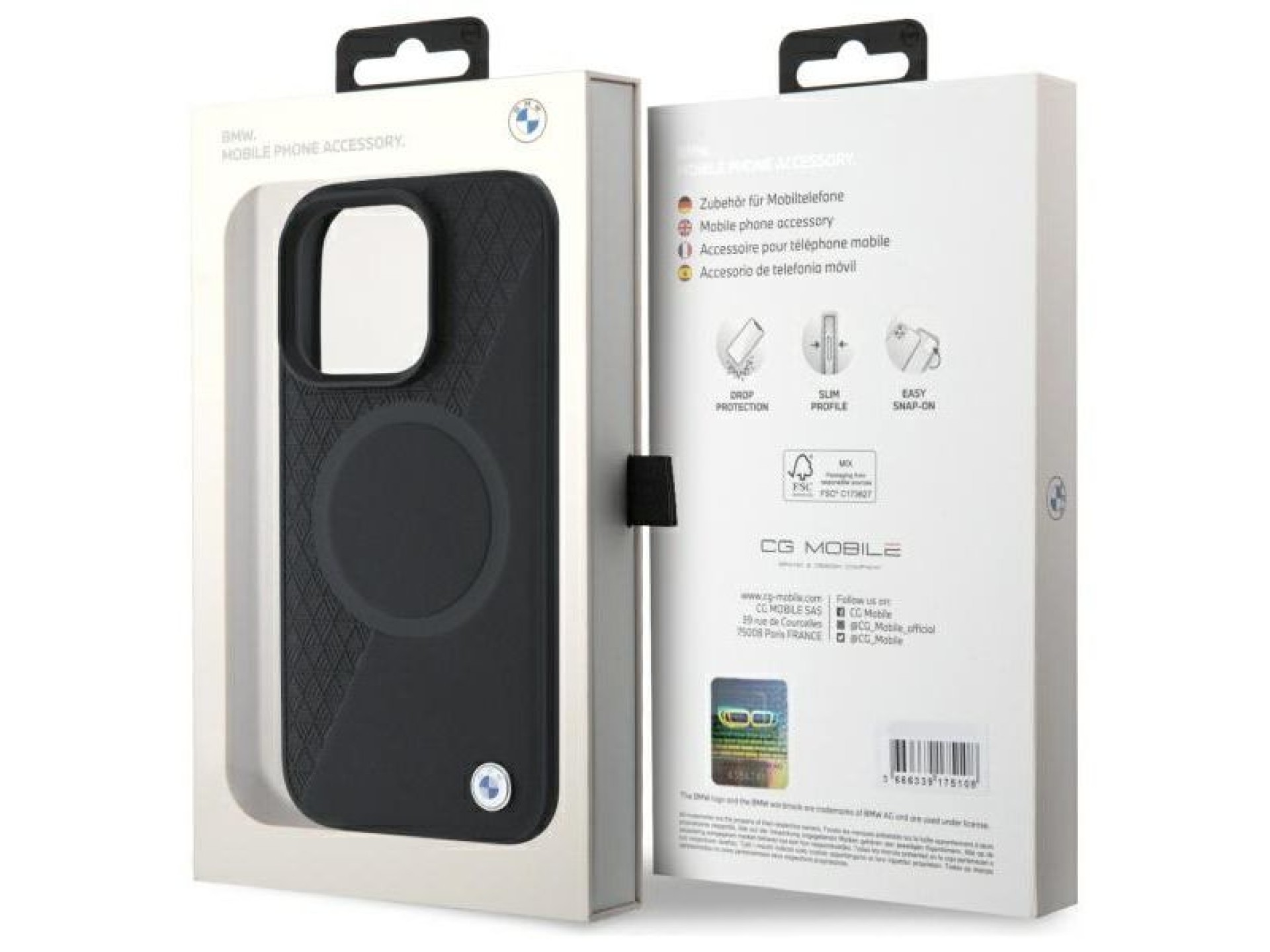 BMW Sign Leather Half Textured And Circle MagSafe case for iPhone 16 Pro Max - black