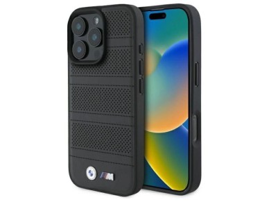 Funda BMW M con perforaciones y costuras para iPhone 16 Pro Max - negra Funda BMW M con perforaciones y costuras para iPhone 16 Pro Max - negra