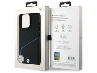 Funda MagSafe BMW con textura de cuero y líneas para iPhone 16 Pro Max - Negra Funda MagSafe BMW con textura de cuero y líneas para iPhone 16 Pro Max - Negra