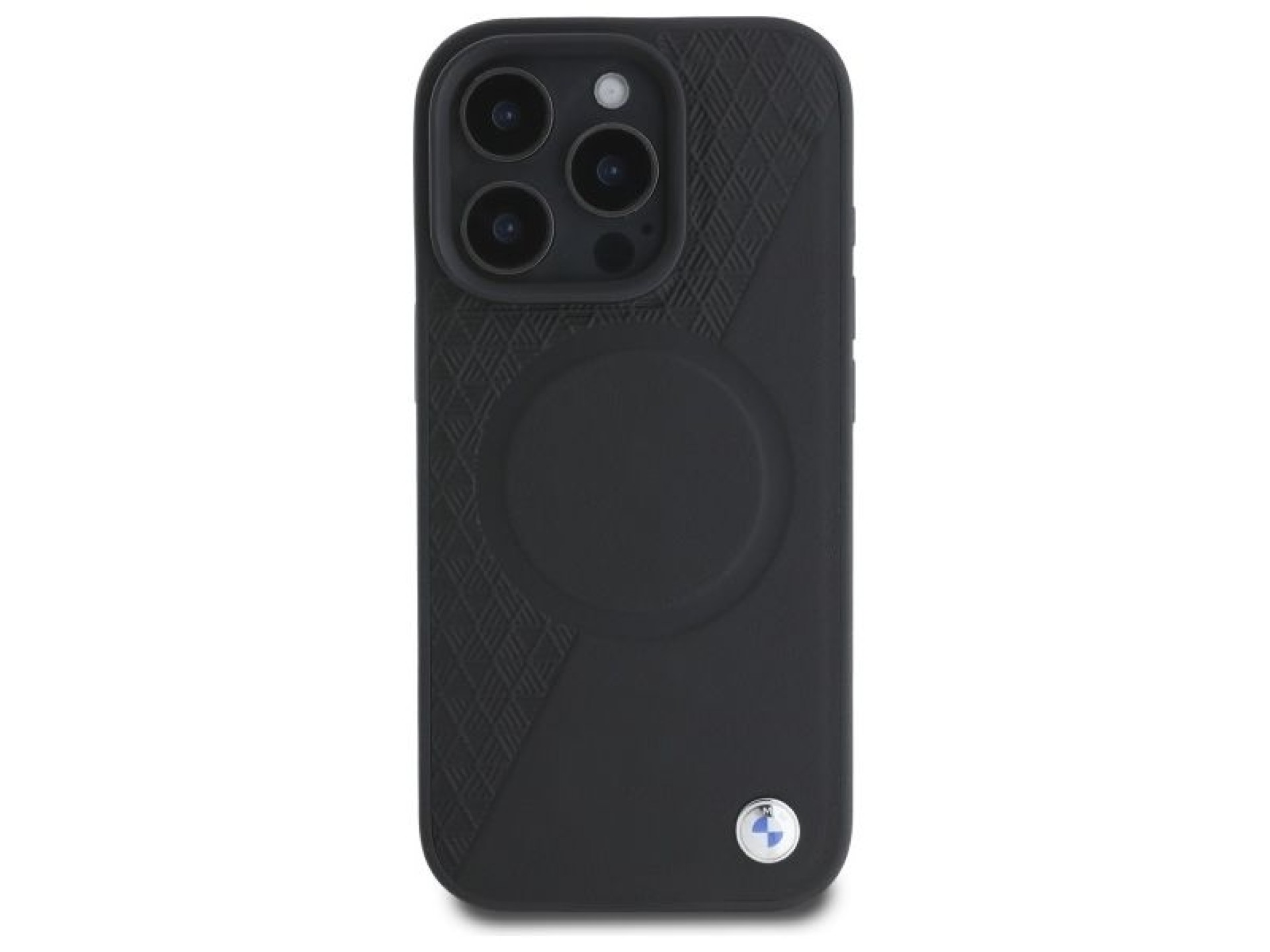 BMW Sign Leather Half Textured And Circle MagSafe case for iPhone 16 Pro Max - black