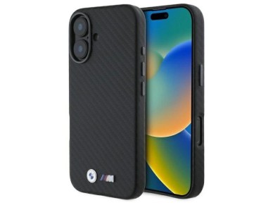 BMW Carbon Wrapped Metal iPhone 16 Case - Black BMW Carbon Wrapped Metal iPhone 16 Case - Black