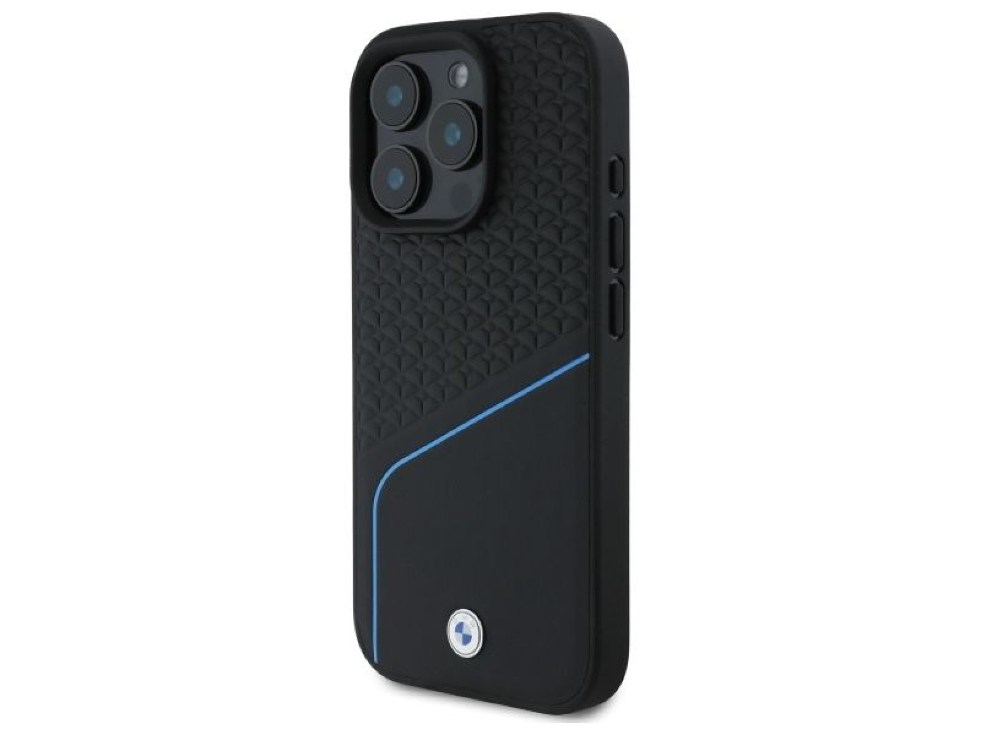 Funda MagSafe BMW con textura de cuero y líneas para iPhone 16 Pro Max - Negra
