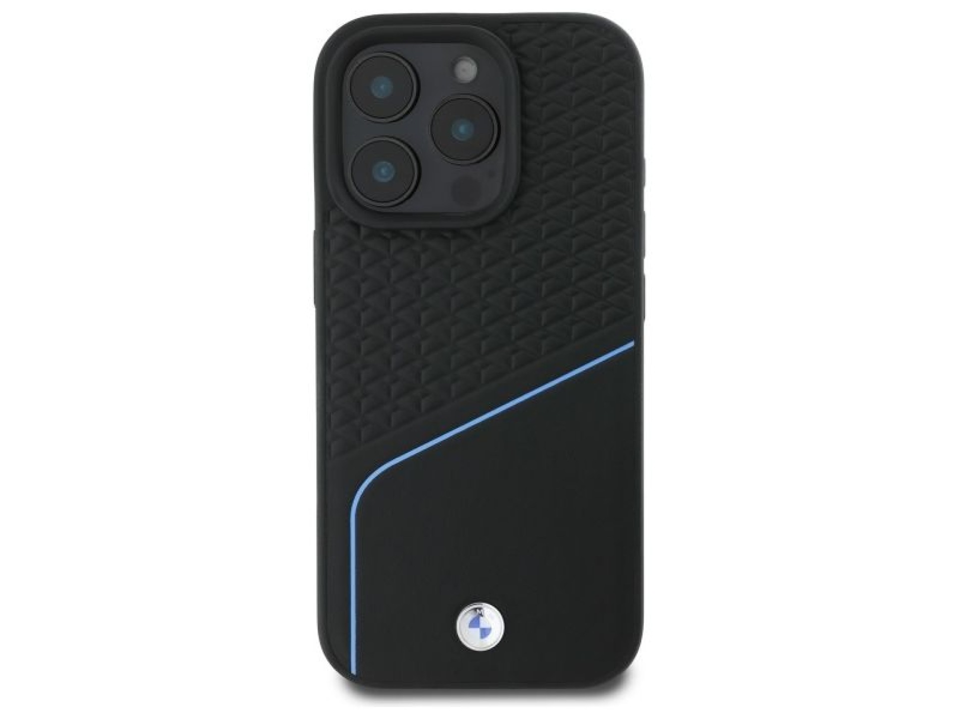 Funda MagSafe BMW con textura de cuero y líneas para iPhone 16 Pro Max - Negra