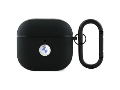 Capa para AirPods 4 BMW BMA4SSLBK, preta/preta, em couro genuíno com logotipo prateado. Capa para AirPods 4 BMW BMA4SSLBK, preta/preta, em couro genuíno com logotipo prateado.