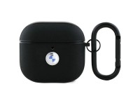 Capa para AirPods 4 BMW BMA4SSLBK, preta/preta, em couro genuíno com logotipo prateado. Capa para AirPods 4 BMW BMA4SSLBK, preta/preta, em couro genuíno com logotipo prateado.