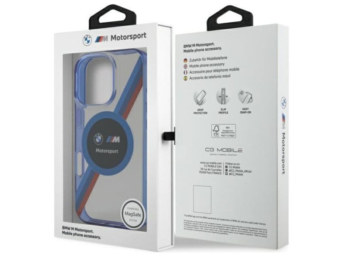 BMW BMHMP16X23HTPUT iPhone 16 Pro Max 6.9" funda rígida transparente Motosport IML Circle MagSafe