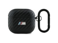 BMW BMA4CMPUCA Capa para AirPods 4 preta/preta em PU Carbono Coleção M BMW BMA4CMPUCA Capa para AirPods 4 preta/preta em PU Carbono Coleção M
