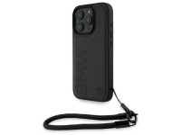 BMW Signature Leather Wordmark Cord Case for iPhone 16 Pro Max - Black BMW Signature Leather Wordmark Cord Case for iPhone 16 Pro Max - Black
