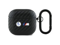 Capa BMW Carbon com logotipo duplo em metal para AirPods 4 - Preta Capa BMW Carbon com logotipo duplo em metal para AirPods 4 - Preta