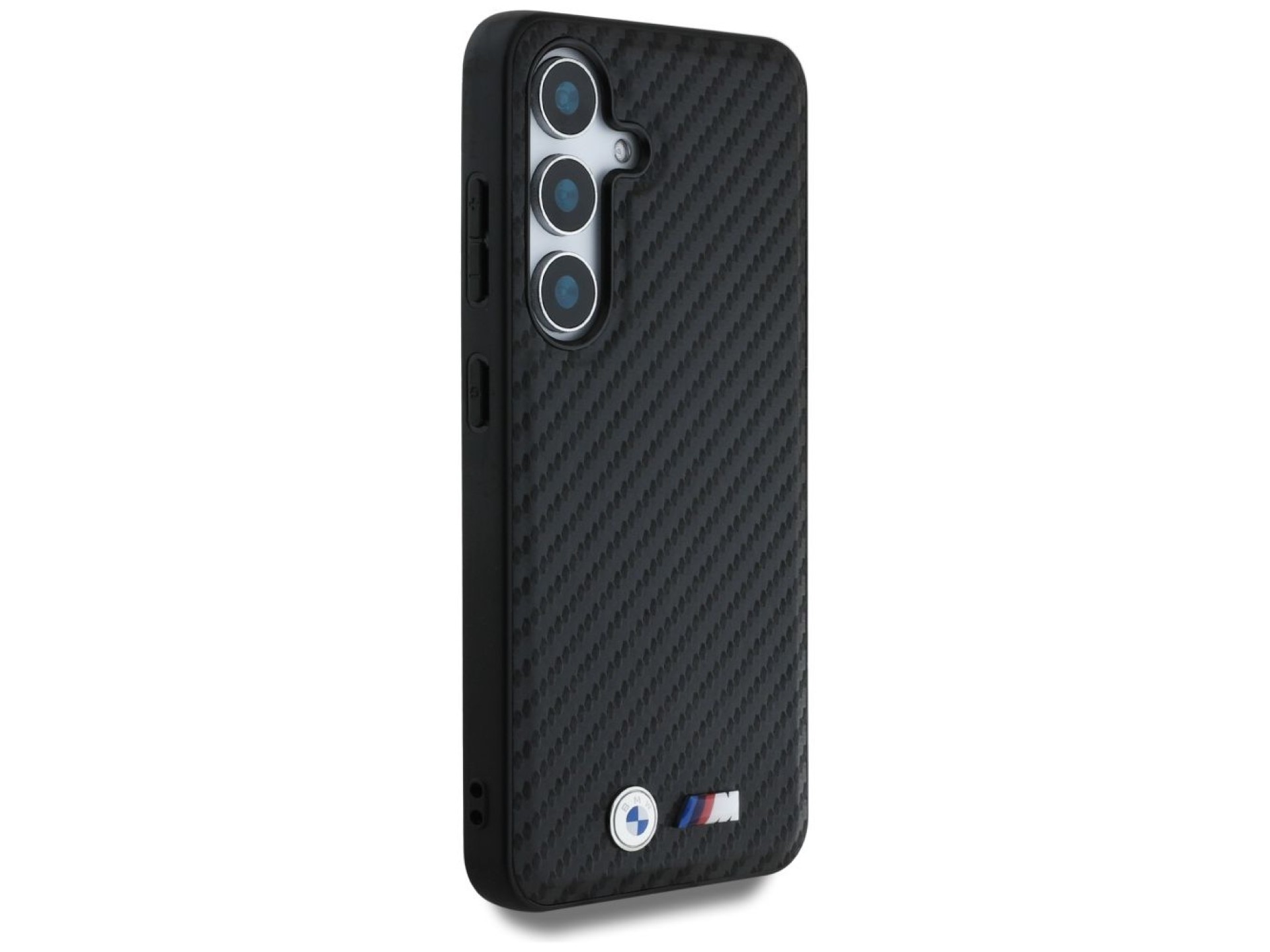 Capa MagSafe em couro e fibra de carbono da BMW para Samsung Galaxy S25 - Preta