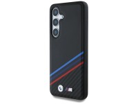 Capa MagSafe BMW em couro com listras tricolores para Samsung Galaxy S25 - Preta Capa MagSafe BMW em couro com listras tricolores para Samsung Galaxy S25 - Preta