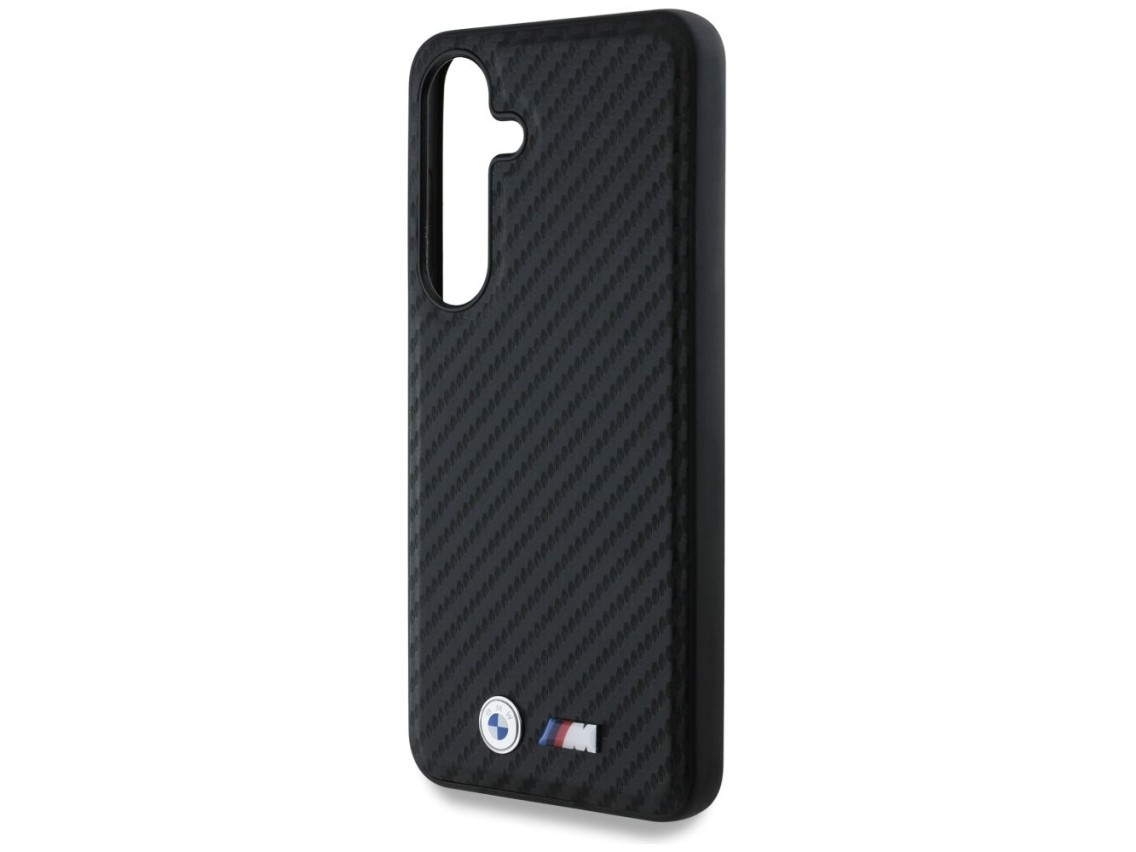 Capa MagSafe em couro e fibra de carbono da BMW para Samsung Galaxy S25 - Preta