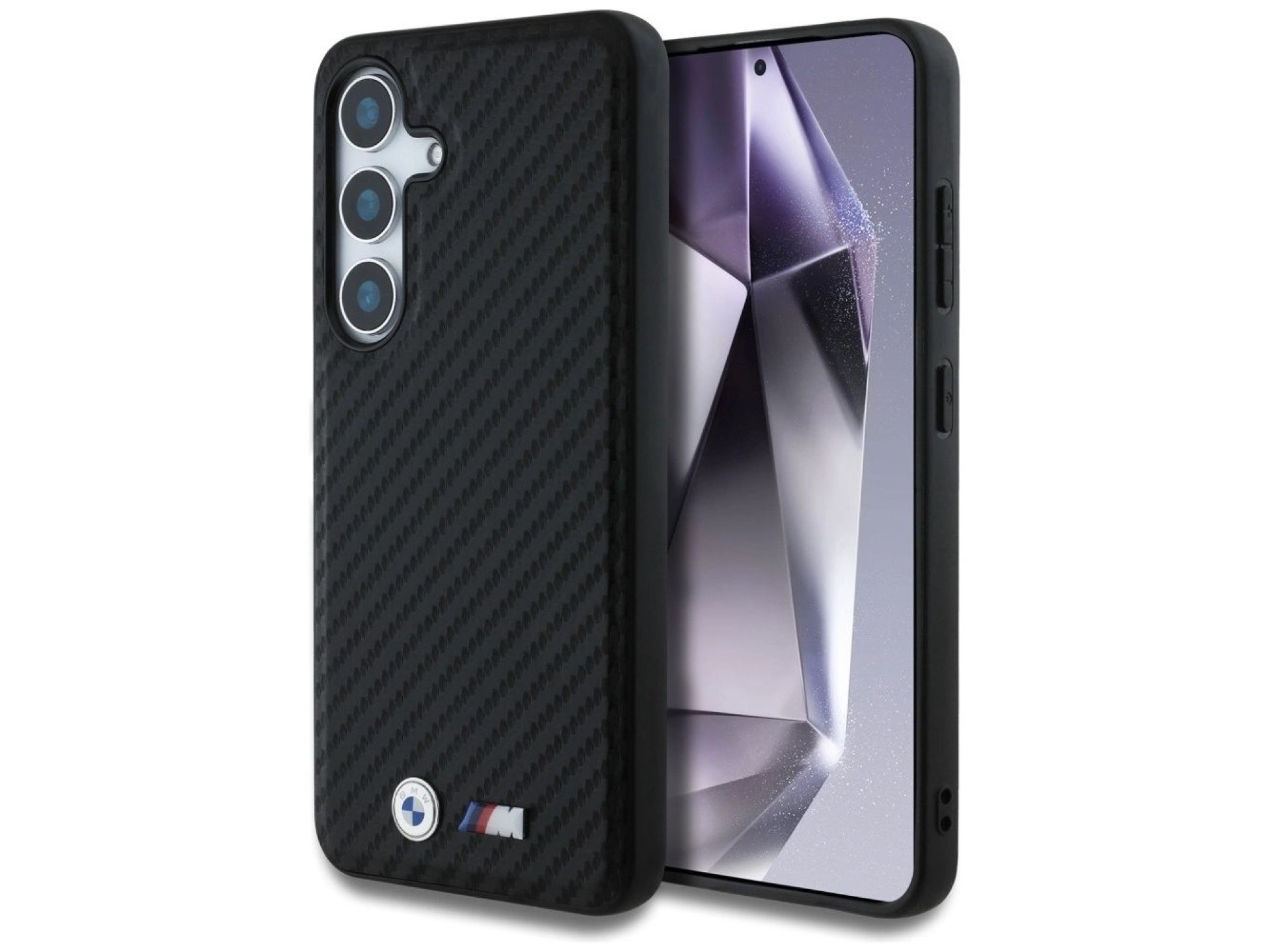 Capa MagSafe em couro e fibra de carbono da BMW para Samsung Galaxy S25 - Preta